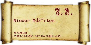 Nieder Márton névjegykártya